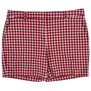 Lands’ End Women’s Gingham Shorts Red & White Size 18 Pockets Cotton EUC